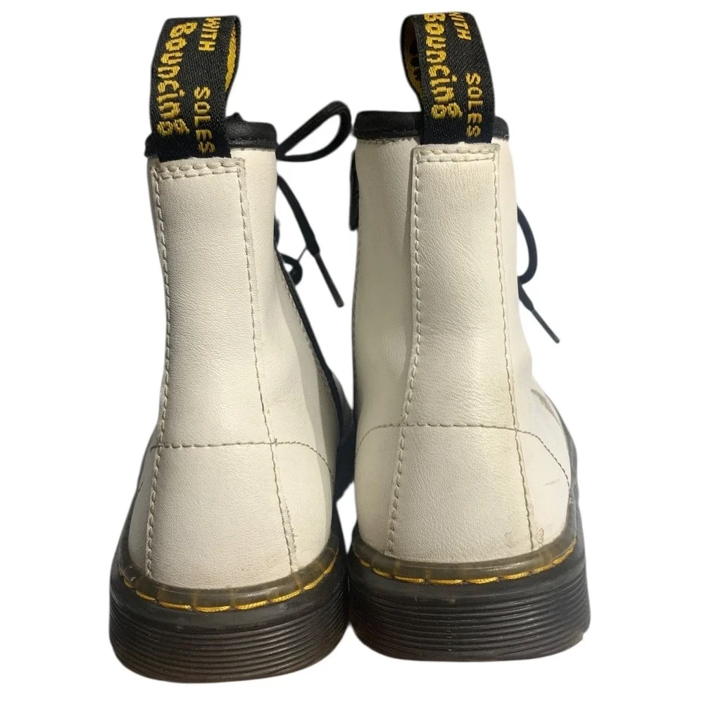 Dr Martens Kids White Zavala J Boots‎ Size 4 US M 5 US L Side Zip Lace Up